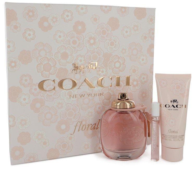 Coach Floral for Women 3 Pc Gift Set (3.3 oz Eau de Parfum Spray + Body Lotion + Mini)