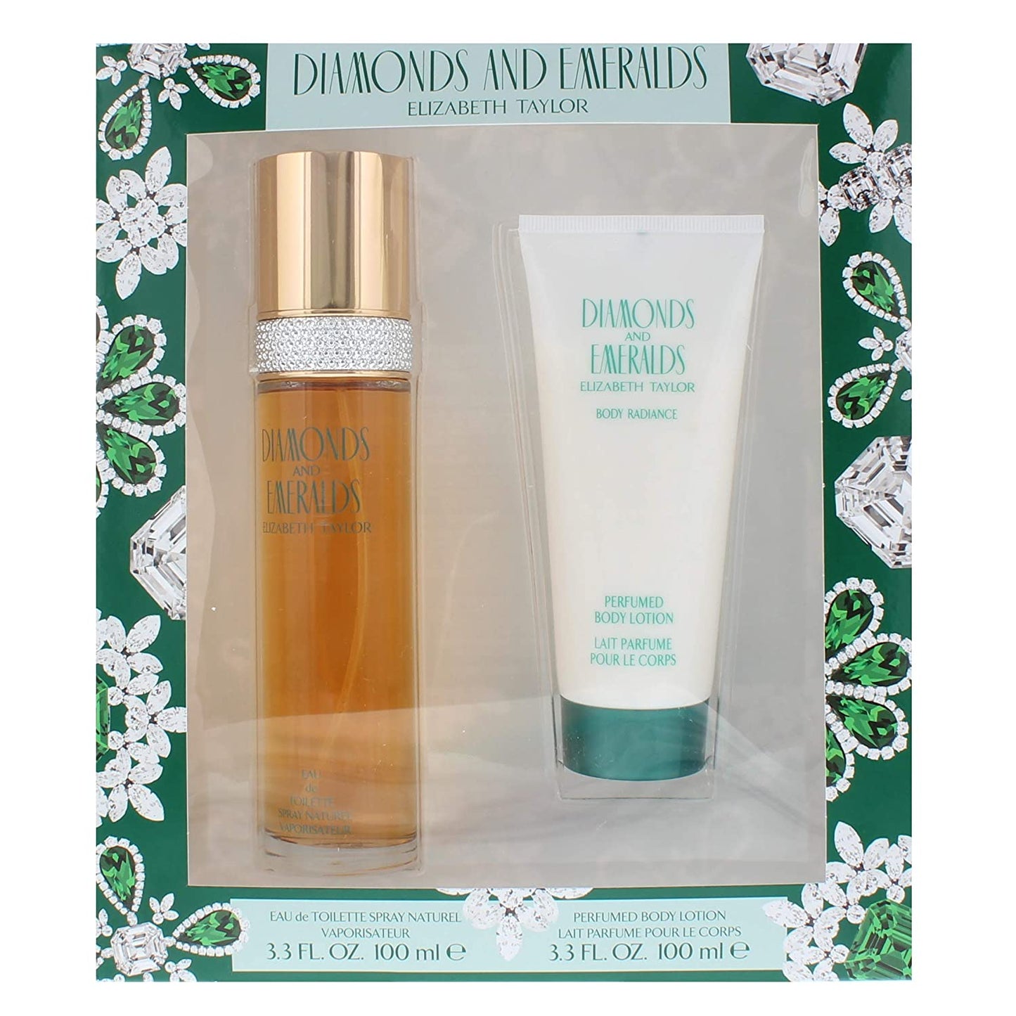 Elizabeth Taylor Diamonds & Emeralds for Women 2 Pc Gift Set (3.3 oz Eau de Toilette Spray + 3.3 oz Body Lotion)