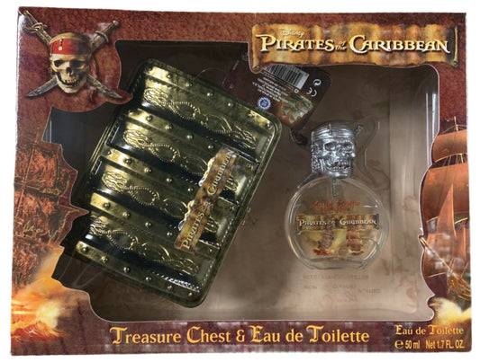 Pirates of the Caribbean 4 Pc Gift Set (1.7 oz Eau de Toilette Spray + Treasure Chest + Padlock + 2 Keys) for Kids