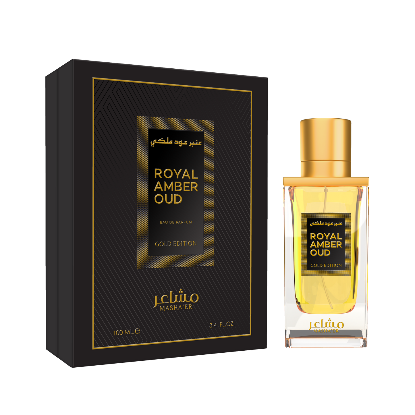 Mashaer Royal Amber Oud Gold Edition 3.4 oz Eau de Parfum Spray for Unisex