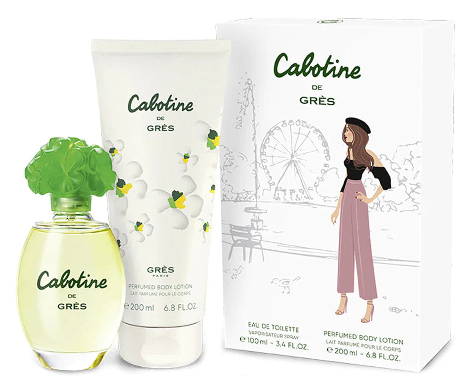 Cabotine De Gres 2 Pc Gift Set (3.4 oz Eau de Toilette Spray + 6.8 oz Body Lotion) for Women