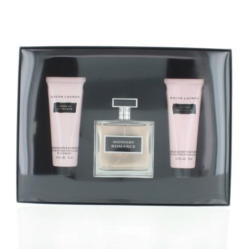Ralph Lauren Midnight Romance 3 Pc Gift Set (3.4 oz Eau de Parfum Spray + 2.5 oz Body Lotion + 2.5 oz Shower Gel) for Women