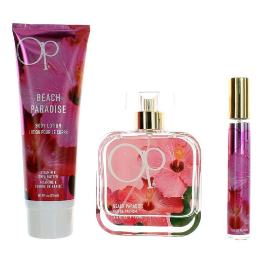 Ocean Pacific Op Beach Paradise 3 Pc Gift Set (3.4 oz Eau de Parfum Spray + 4 oz Body Lotion + 10 mL Mini) for Women