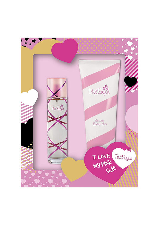Pink Sugar 2 Pc Gift Set (3.4 oz Eau de Toilette Spray + 8.45 oz Body Lotion) for Women